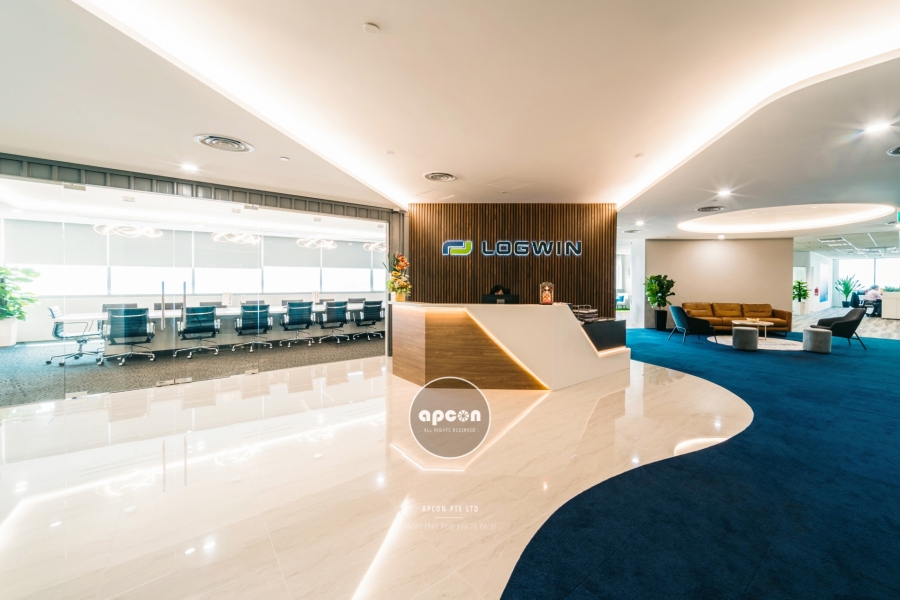 Singapore Office Interior Design-Asia Square Tower-Logwin-Reception Area